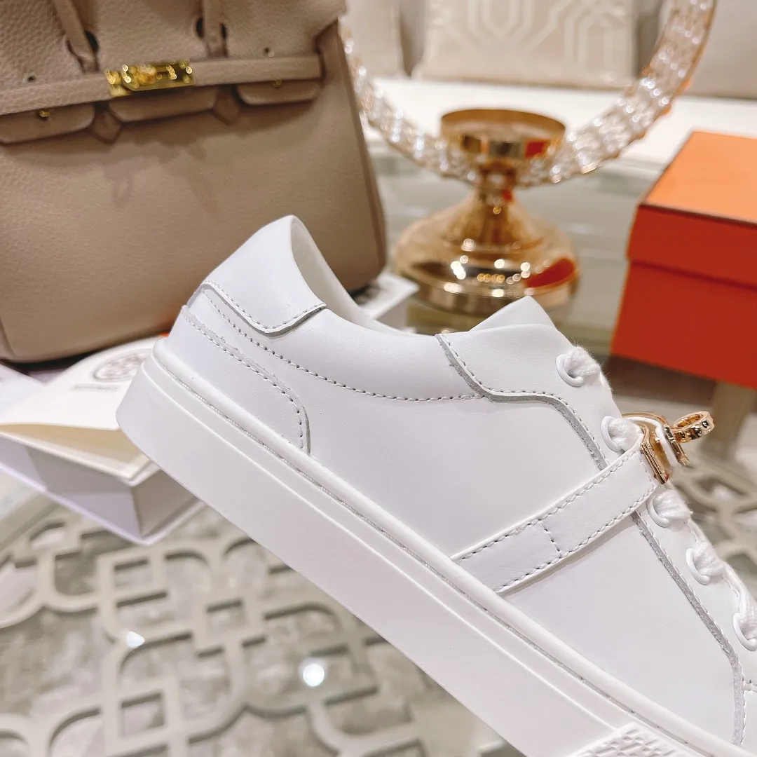 👟👟Ex-factory price 480👟👟 Women's shoe factory HERMES The latest Kelly buckle white sneakers! The highest version on the market! Purchasing level quality! Size: Female: 35-40,